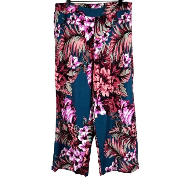 Soft Surroundings Floral Wide Leg Pull On Pants Size L - Picture 1 of 2